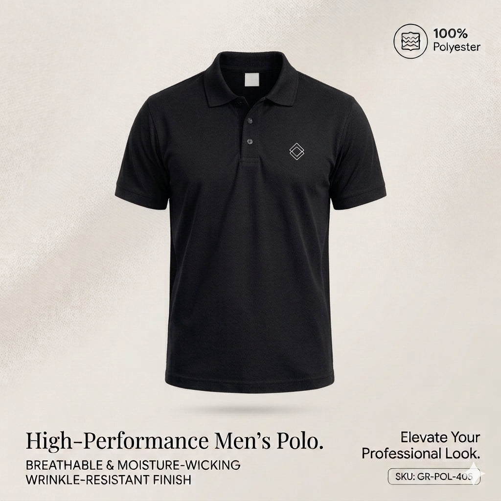 Black Polyester Half Sleeve 140 GSM Polo T shirts