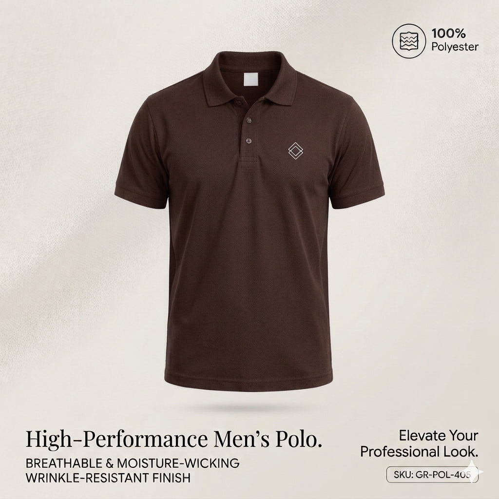 Brown Polyester Half Sleeve 140 GSM Polo T shirts
