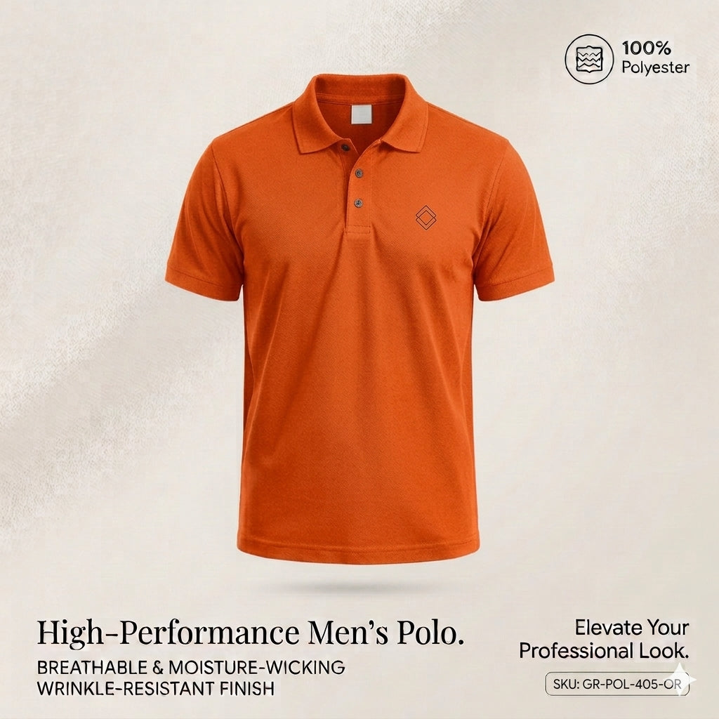 Orange Polyester Half Sleeve 140 GSM Polo T shirts