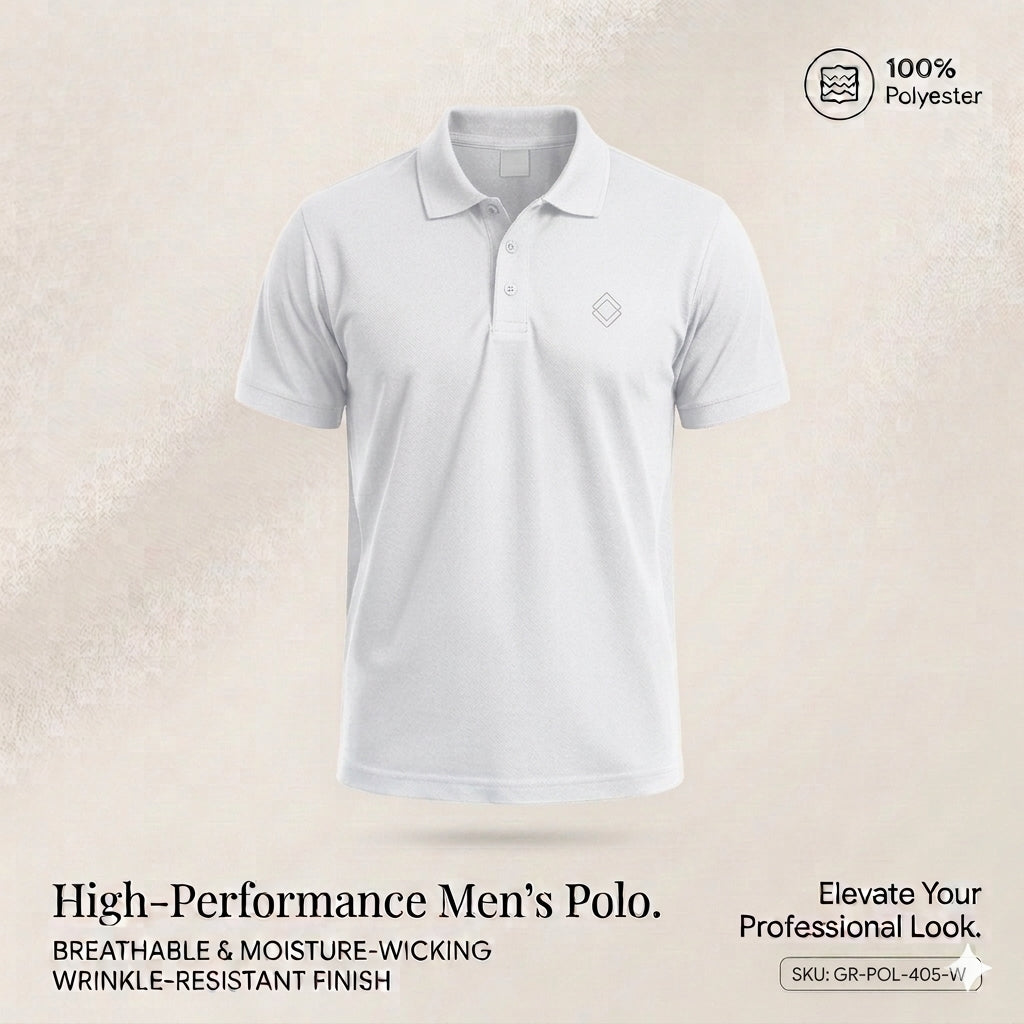 White Polyester Half Sleeve 140 GSM Polo T shirts