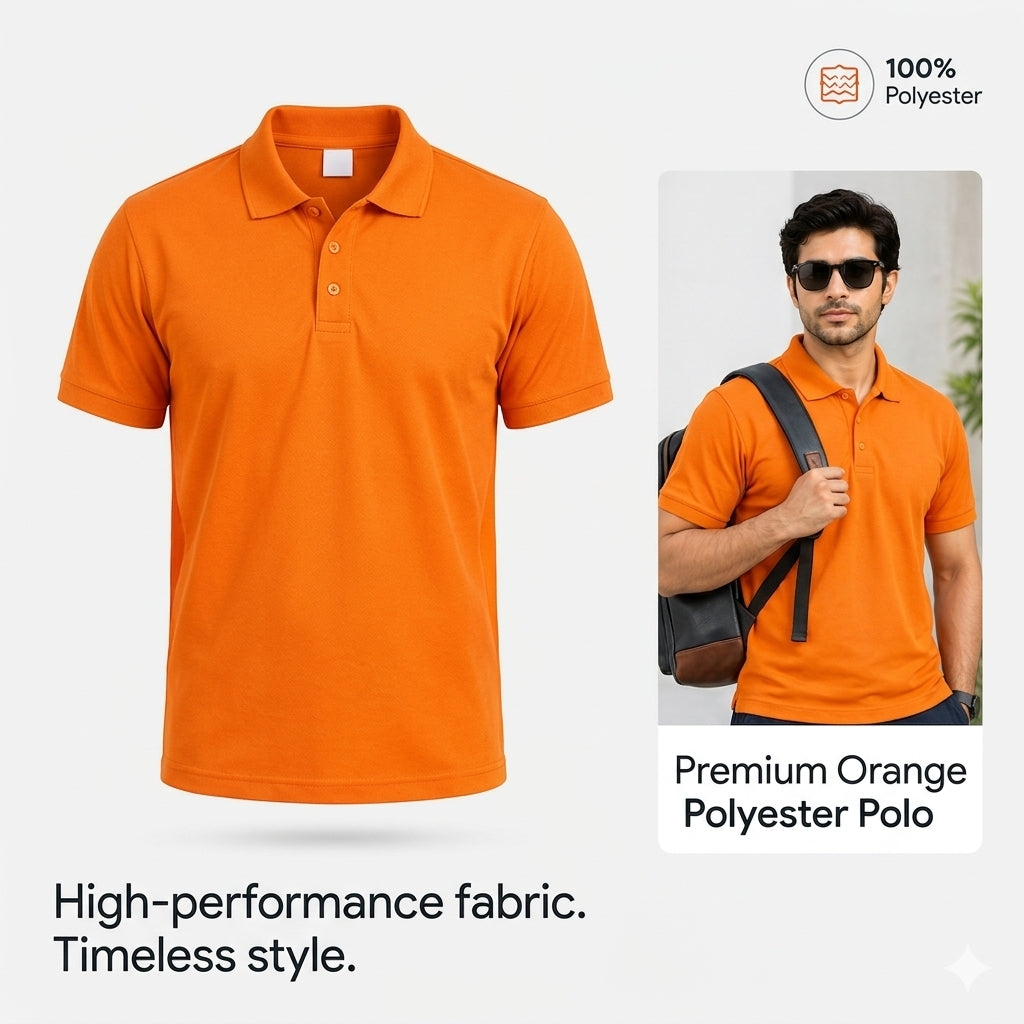 Orange Polyester Half Sleeve 140 GSM Polo T shirts
